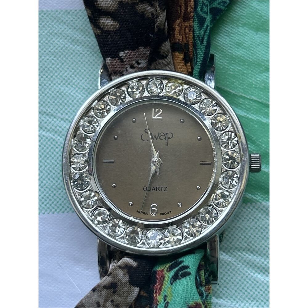 Swap Silver Tone Brown Dial Bandana Band Women’s Quartz Watch